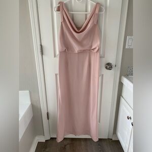 Adrianna Papell Blush long sleeveless cowl neck formal gown | size 10Maxi Dress